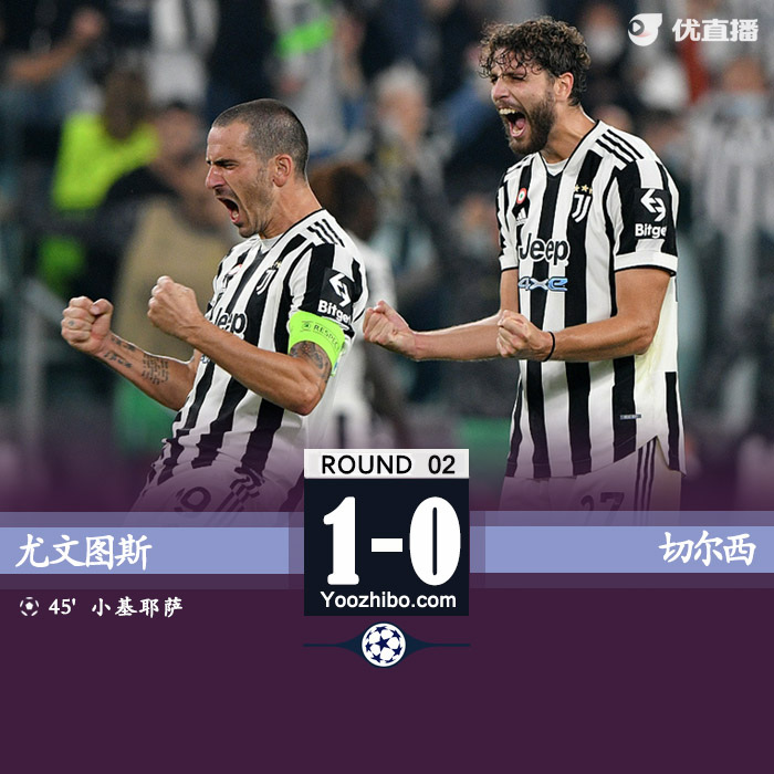 尤文1-0切尔西 贝纳德斯基助攻基耶萨破门