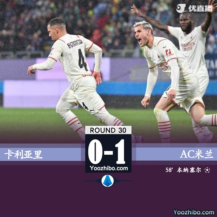 米兰1-0卡利亚里 本纳塞尔凌空斩吉鲁助攻