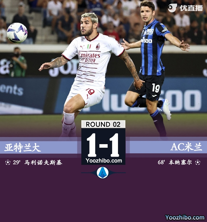 AC米兰1-1亚特兰大 本纳塞尔精彩内切破门救主