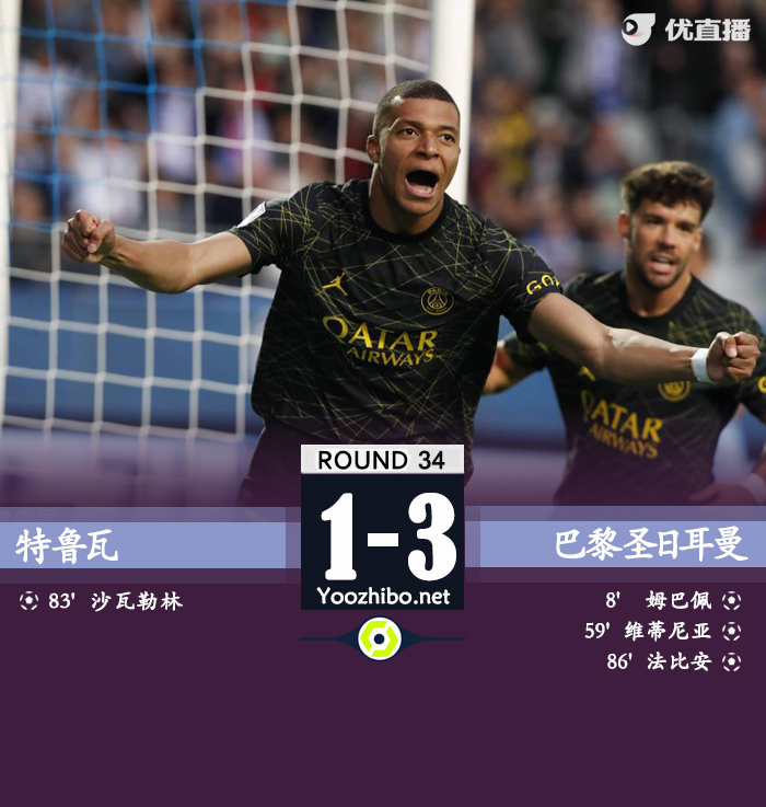 巴黎3-1特鲁瓦 <a href=/suoyouqiuxing/zuqiujingsai/119.html target=_blank class=infotextkey>梅西</a>队内停赛姆巴佩维蒂尼亚破门