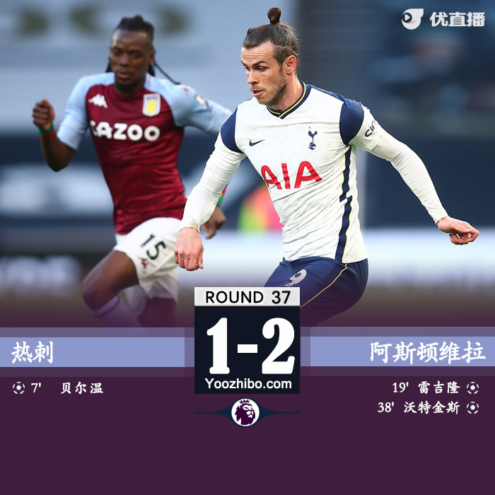 热刺1-2遭维拉 雷吉隆超级乌龙+送礼贝尔温破门